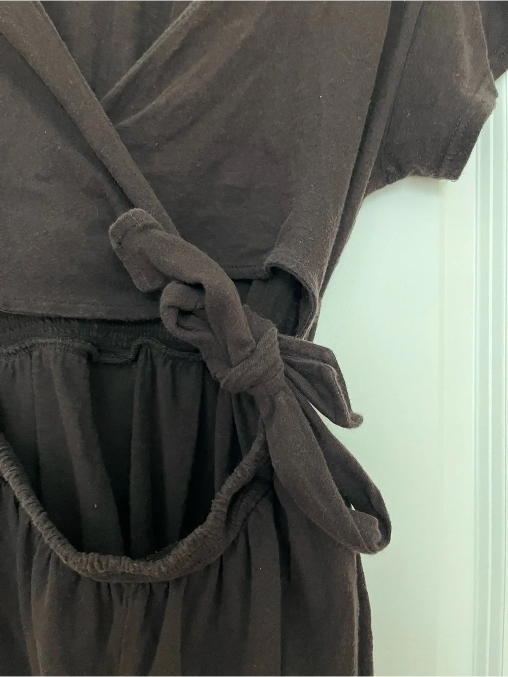 Free People Dark Brown Wrap Romper Mini with Side Tie - Picture 3 of 5